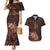 Bula Fiji Masi Couples Matching Mermaid Dress and Hawaiian Shirt Fijian Tapa Vintage Dark Brown Version LT01 Brown - Polynesian Pride