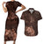 Bula Fiji Masi Couples Matching Short Sleeve Bodycon Dress and Hawaiian Shirt Fijian Tapa Vintage Dark Brown Version LT01 Brown - Polynesian Pride