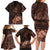 Bula Fiji Masi Family Matching Long Sleeve Bodycon Dress and Hawaiian Shirt Fijian Tapa Vintage Dark Brown Version LT01 - Polynesian Pride