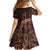 Bula Fiji Masi Family Matching Off Shoulder Short Dress and Hawaiian Shirt Fijian Tapa Vintage Dark Brown Version LT01 - Polynesian Pride