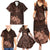 Bula Fiji Masi Family Matching Summer Maxi Dress and Hawaiian Shirt Fijian Tapa Vintage Dark Brown Version LT01 - Polynesian Pride