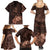 Bula Fiji Masi Family Matching Summer Maxi Dress and Hawaiian Shirt Fijian Tapa Vintage Dark Brown Version LT01 - Polynesian Pride