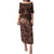 Bula Fiji Masi Puletasi Fijian Tapa Vintage Dark Brown Version LT01 Long Dress Brown - Polynesian Pride