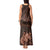 Bula Fiji Masi Tank Maxi Dress Fijian Tapa Vintage Dark Brown Version LT01 - Polynesian Pride