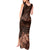 Bula Fiji Masi Tank Maxi Dress Fijian Tapa Vintage Dark Brown Version LT01 - Polynesian Pride