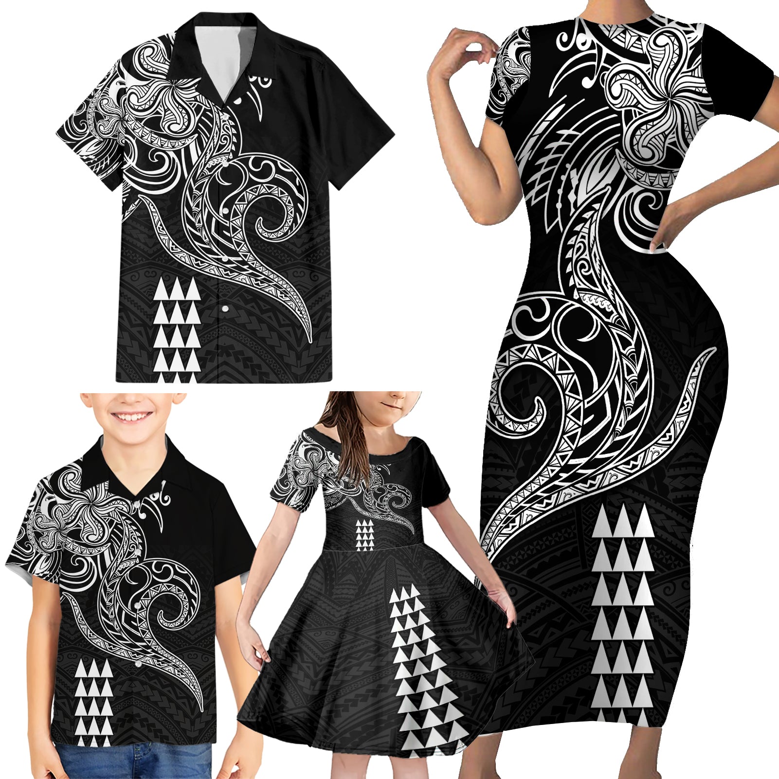 Hawaii Valentine Family Matching Short Sleeve Bodycon Dress and Hawaiian Shirt Kakau Polynesian Heart LT01 - Polynesian Pride