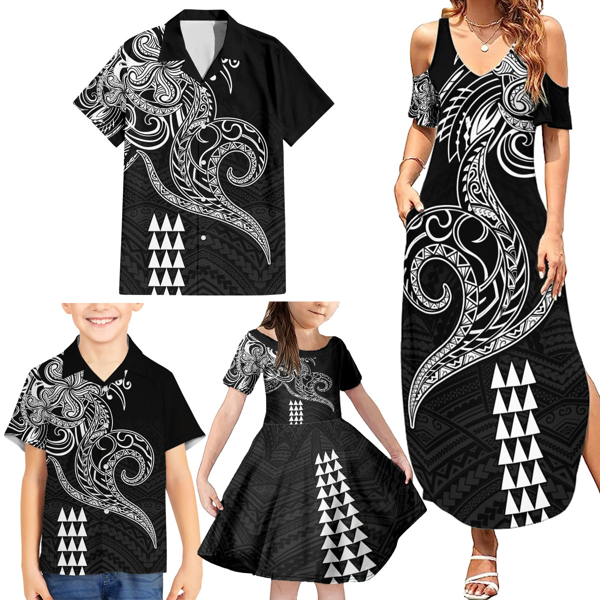 Hawaii Valentine Family Matching Summer Maxi Dress and Hawaiian Shirt Kakau Polynesian Heart LT01 - Polynesian Pride