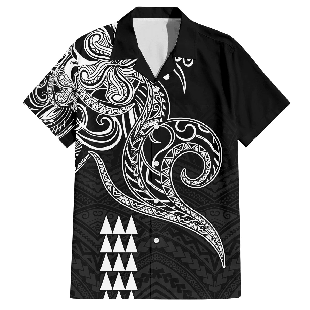 Hawaii Valentine Family Matching Tank Maxi Dress and Hawaiian Shirt Kakau Polynesian Heart LT01 Dad's Shirt - Short Sleeve Black - Polynesian Pride