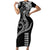 Hawaii Valentine Short Sleeve Bodycon Dress Kakau Polynesian Heart LT01 Long Dress Black - Polynesian Pride