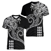 Hawaii Valentine Women V Neck T Shirt Kakau Polynesian Heart LT01 - Polynesian Pride
