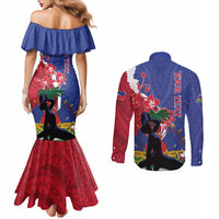 Personalised Haiti Le Marron Inconnu Couples Matching Mermaid Dress and Long Sleeve Button Shirt Dashiki Mix Polynesian Pattern LT01 - Polynesian Pride