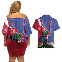 Personalised Haiti Le Marron Inconnu Couples Matching Off Shoulder Short Dress and Hawaiian Shirt Dashiki Mix Polynesian Pattern LT01 - Polynesian Pride