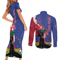 Personalised Haiti Le Marron Inconnu Couples Matching Short Sleeve Bodycon Dress and Long Sleeve Button Shirt Dashiki Mix Polynesian Pattern LT01 - Polynesian Pride