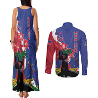 Personalised Haiti Le Marron Inconnu Couples Matching Tank Maxi Dress and Long Sleeve Button Shirt Dashiki Mix Polynesian Pattern LT01 - Polynesian Pride