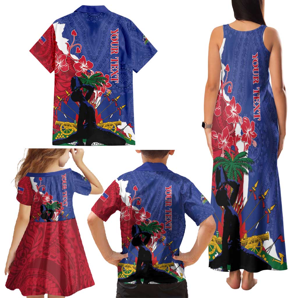 Personalised Haiti Le Marron Inconnu Family Matching Tank Maxi Dress and Hawaiian Shirt Dashiki Mix Polynesian Pattern