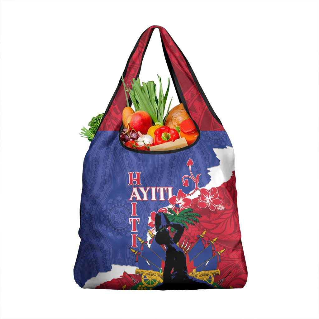 Haiti Le Marron Inconnu Grocery Bag Dashiki Mix Polynesian Pattern LT01 1-pack One Size Blue - Polynesian Pride