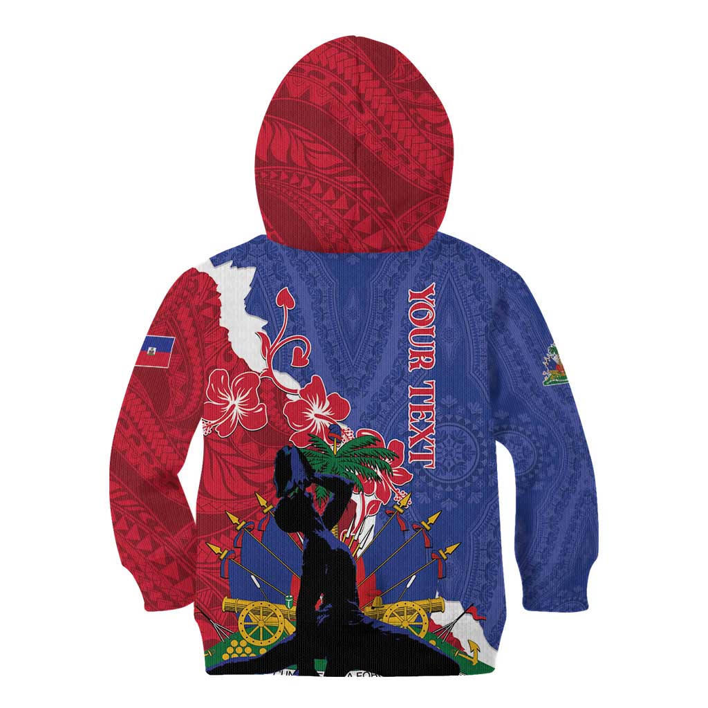 Personalised Haiti Le Marron Inconnu Kid Hoodie Dashiki Mix Polynesian Pattern