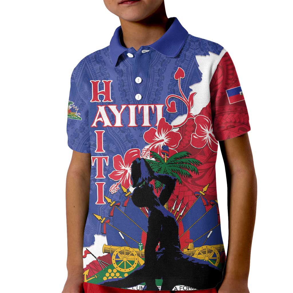 Personalised Haiti Le Marron Inconnu Kid Polo Shirt Dashiki Mix Polynesian Pattern