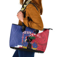 Haiti Le Marron Inconnu Leather Tote Bag Dashiki Mix Polynesian Pattern LT01 Blue - Polynesian Pride