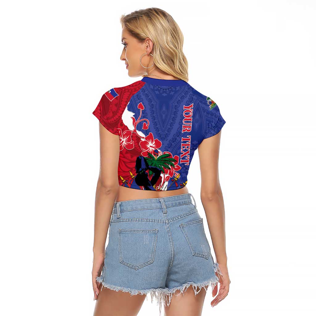 Personalised Haiti Le Marron Inconnu Raglan Cropped T Shirt Dashiki Mix Polynesian Pattern LT01 - Polynesian Pride