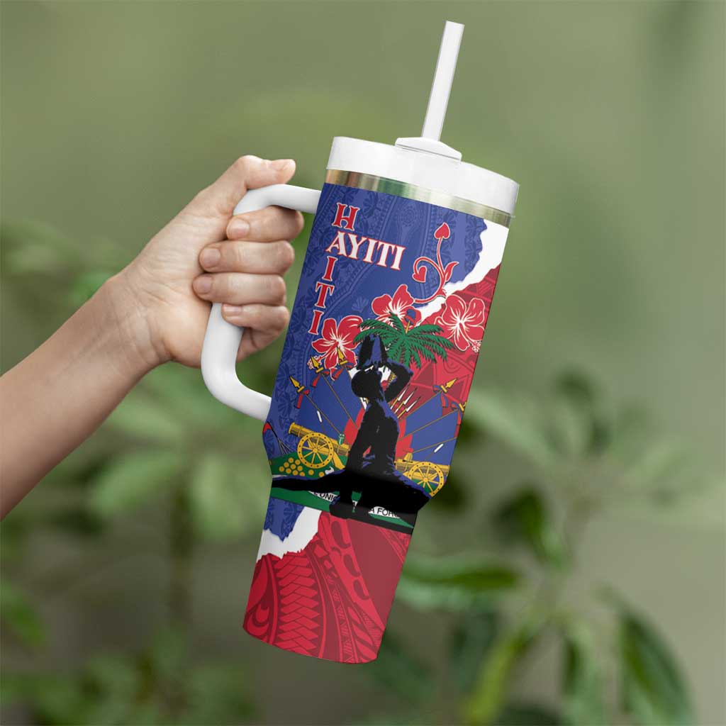 Personalised Haiti Le Marron Inconnu Tumbler With Handle Dashiki Mix Polynesian Pattern LT01 - Polynesian Pride
