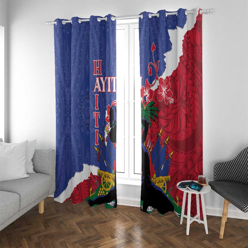 Haiti Le Marron Inconnu Window Curtain Dashiki Mix Polynesian Pattern LT01 With Grommets Blue - Polynesian Pride