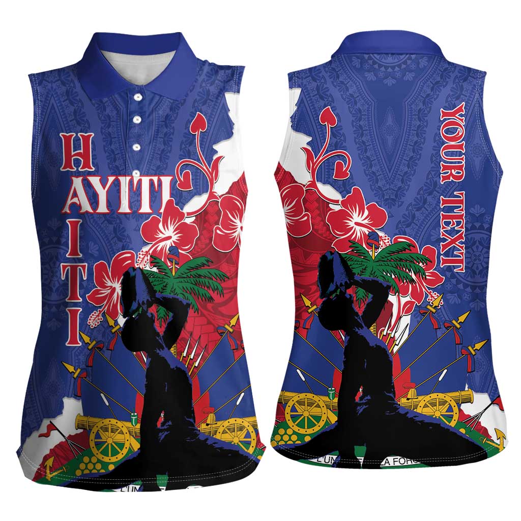 Personalised Haiti Le Marron Inconnu Women Sleeveless Polo Shirt Dashiki Mix Polynesian Pattern