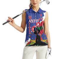 Personalised Haiti Le Marron Inconnu Women Sleeveless Polo Shirt Dashiki Mix Polynesian Pattern