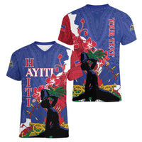 Personalised Haiti Le Marron Inconnu Women V-Neck T-Shirt Dashiki Mix Polynesian Pattern LT01 - Polynesian Pride