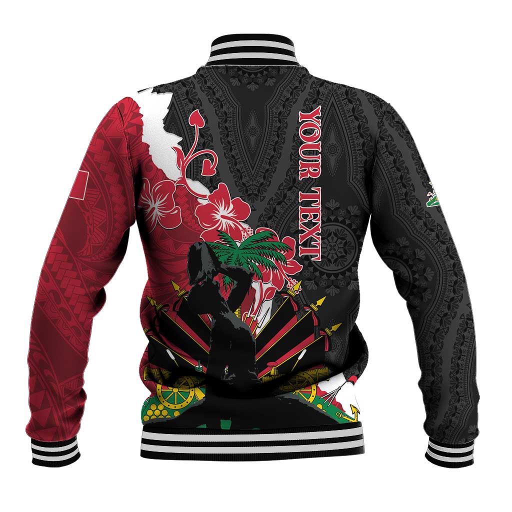 Personalised Ayiti Neg Marron Baseball Jacket Dashiki Mix Polynesian Pattern LT01 - Polynesian Pride