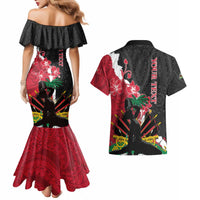 Personalised Ayiti Neg Marron Couples Matching Mermaid Dress and Hawaiian Shirt Dashiki Mix Polynesian Pattern