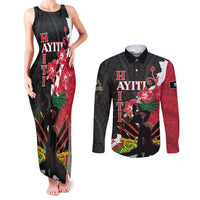 Personalised Ayiti Neg Marron Couples Matching Tank Maxi Dress and Long Sleeve Button Shirt Dashiki Mix Polynesian Pattern LT01 Black - Polynesian Pride