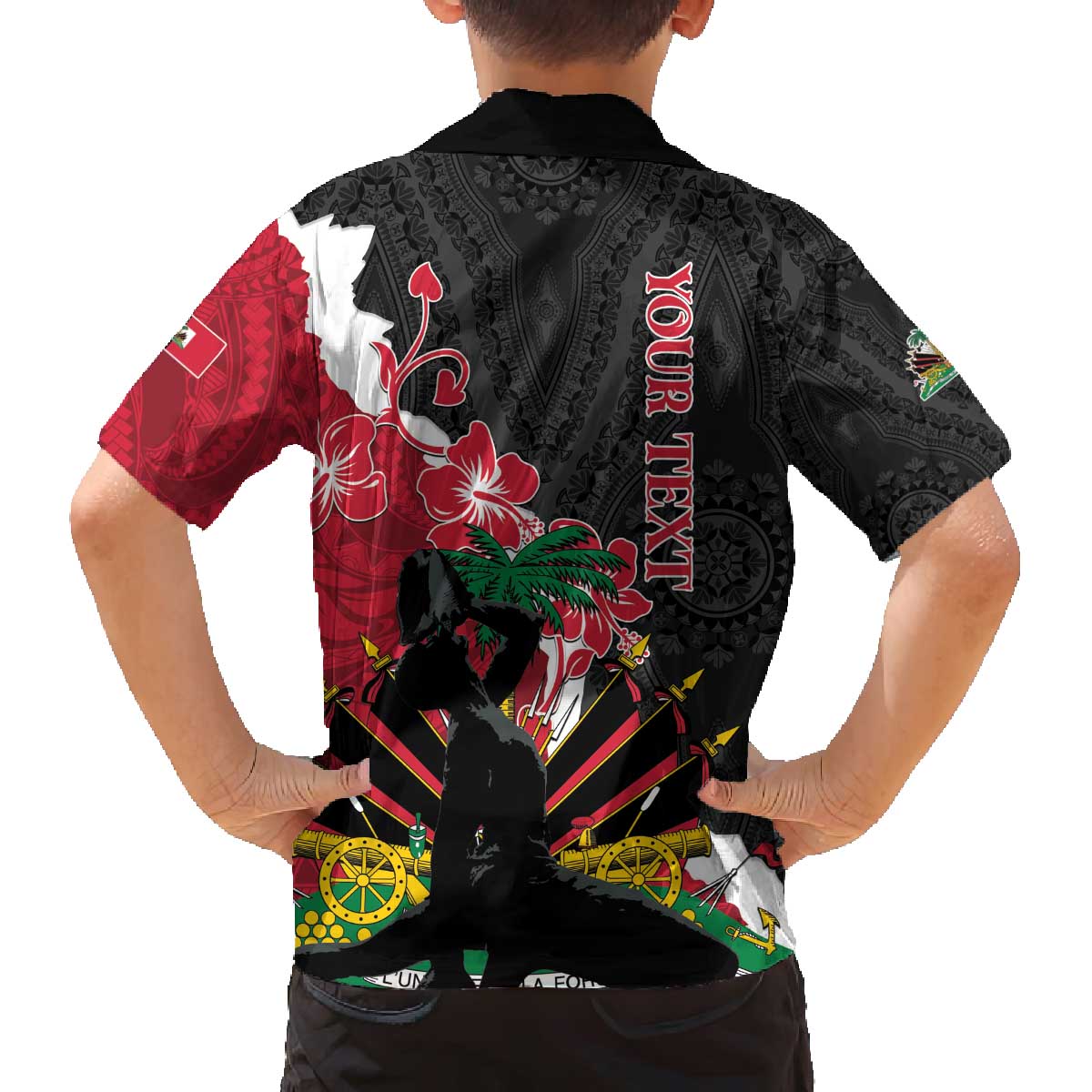 Personalised Ayiti Neg Marron Family Matching Off The Shoulder Long Sleeve Dress and Hawaiian Shirt Dashiki Mix Polynesian Pattern