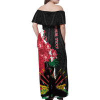 Personalised Ayiti Neg Marron Family Matching Off Shoulder Maxi Dress and Hawaiian Shirt Dashiki Mix Polynesian Pattern