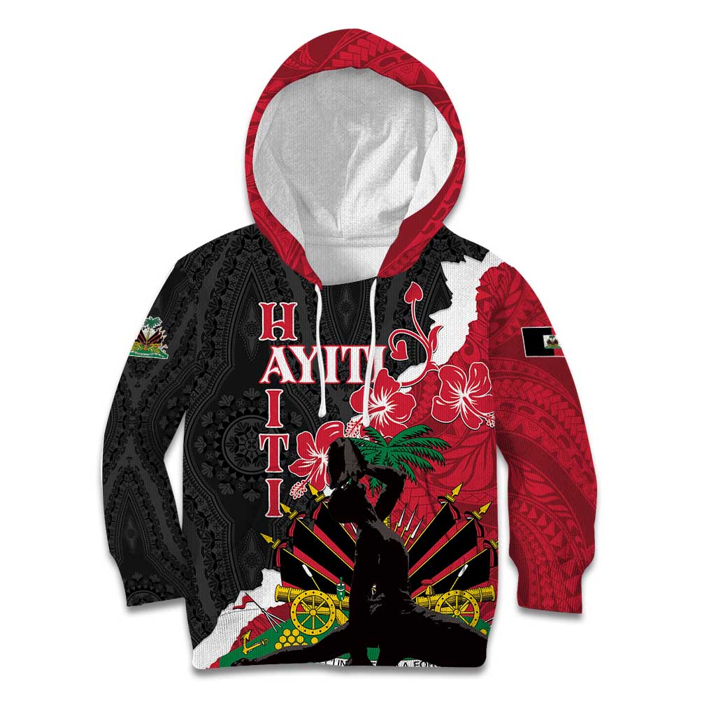 Personalised Ayiti Neg Marron Kid Hoodie Dashiki Mix Polynesian Pattern