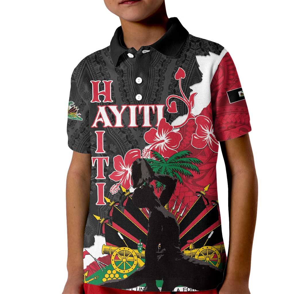 Personalised Ayiti Neg Marron Kid Polo Shirt Dashiki Mix Polynesian Pattern