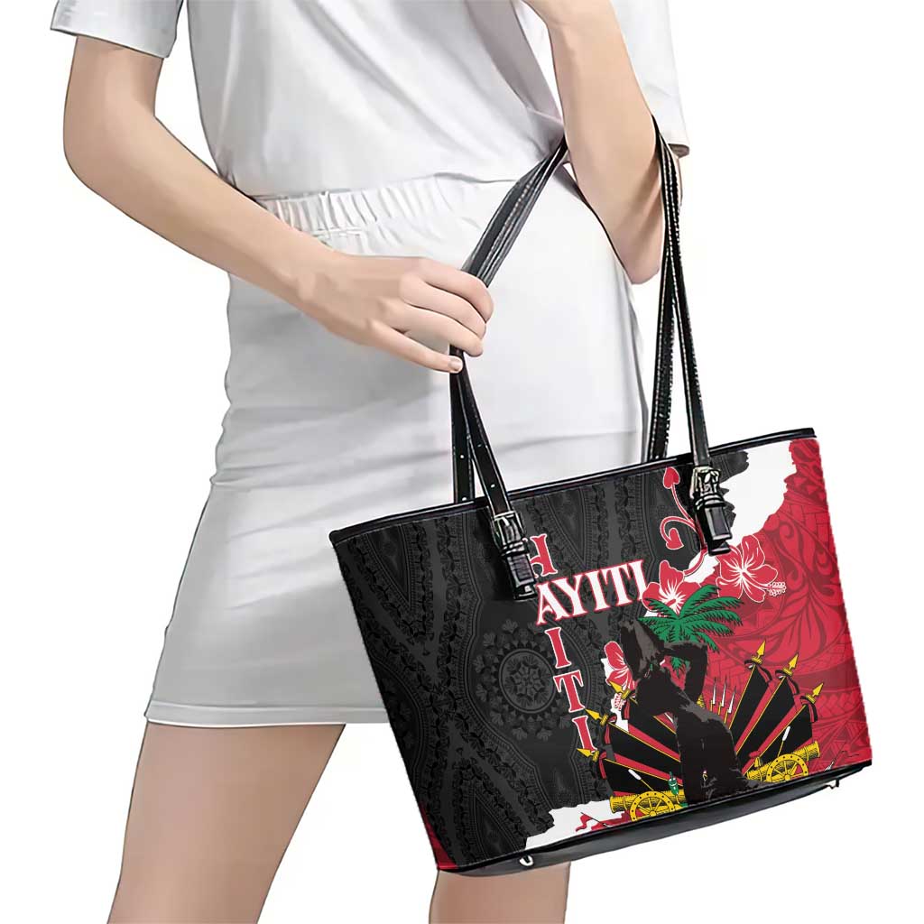 Ayiti Neg Marron Leather Tote Bag Dashiki Mix Polynesian Pattern LT01 - Polynesian Pride