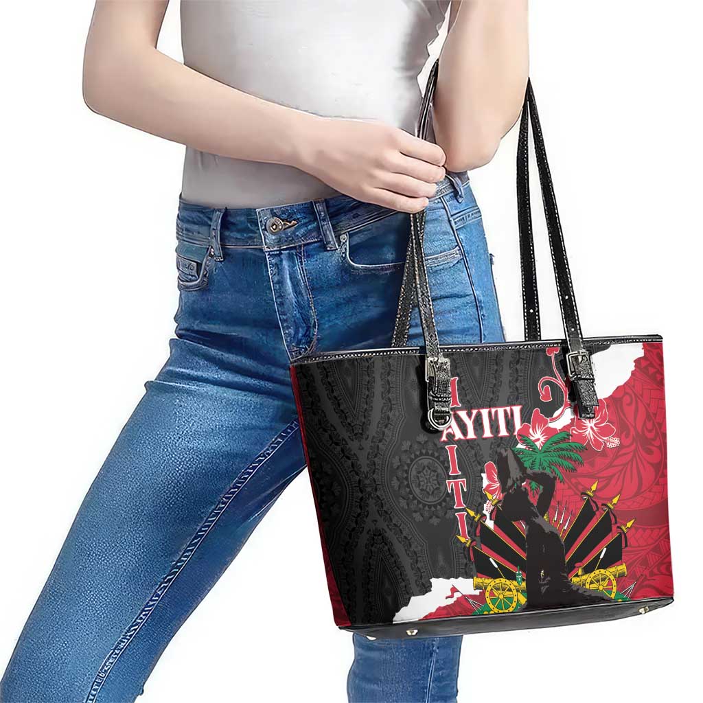 Ayiti Neg Marron Leather Tote Bag Dashiki Mix Polynesian Pattern LT01 - Polynesian Pride