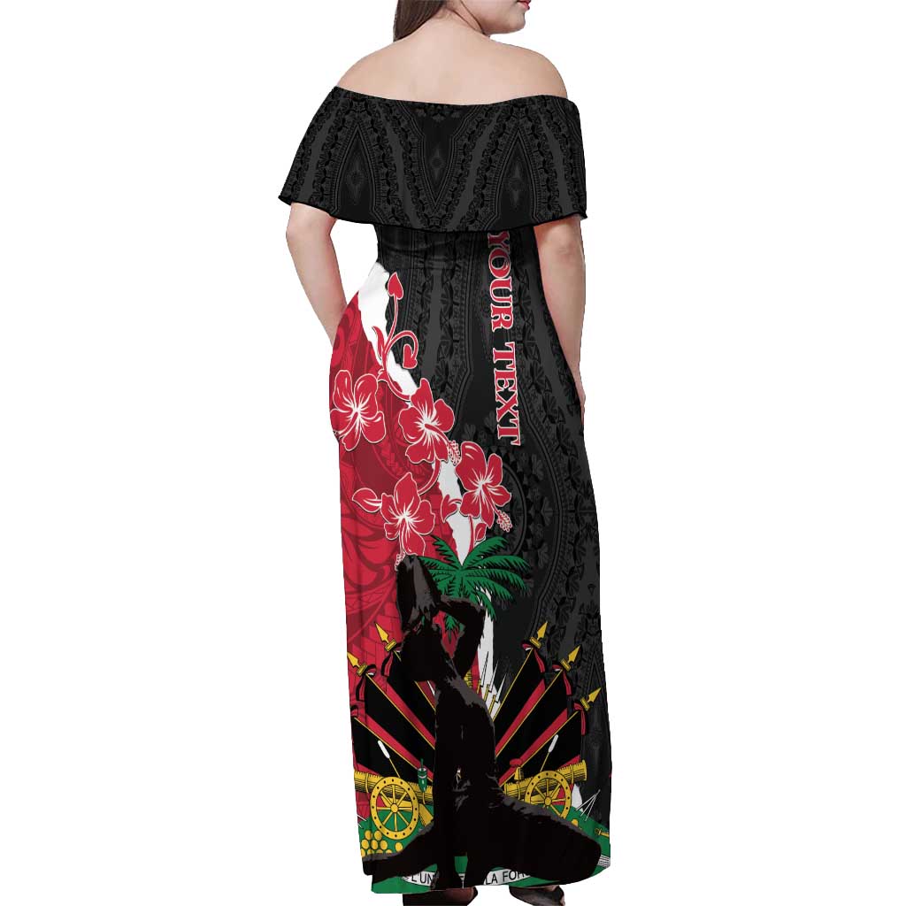 Personalised Ayiti Neg Marron Off Shoulder Maxi Dress Dashiki Mix Polynesian Pattern LT01 - Polynesian Pride
