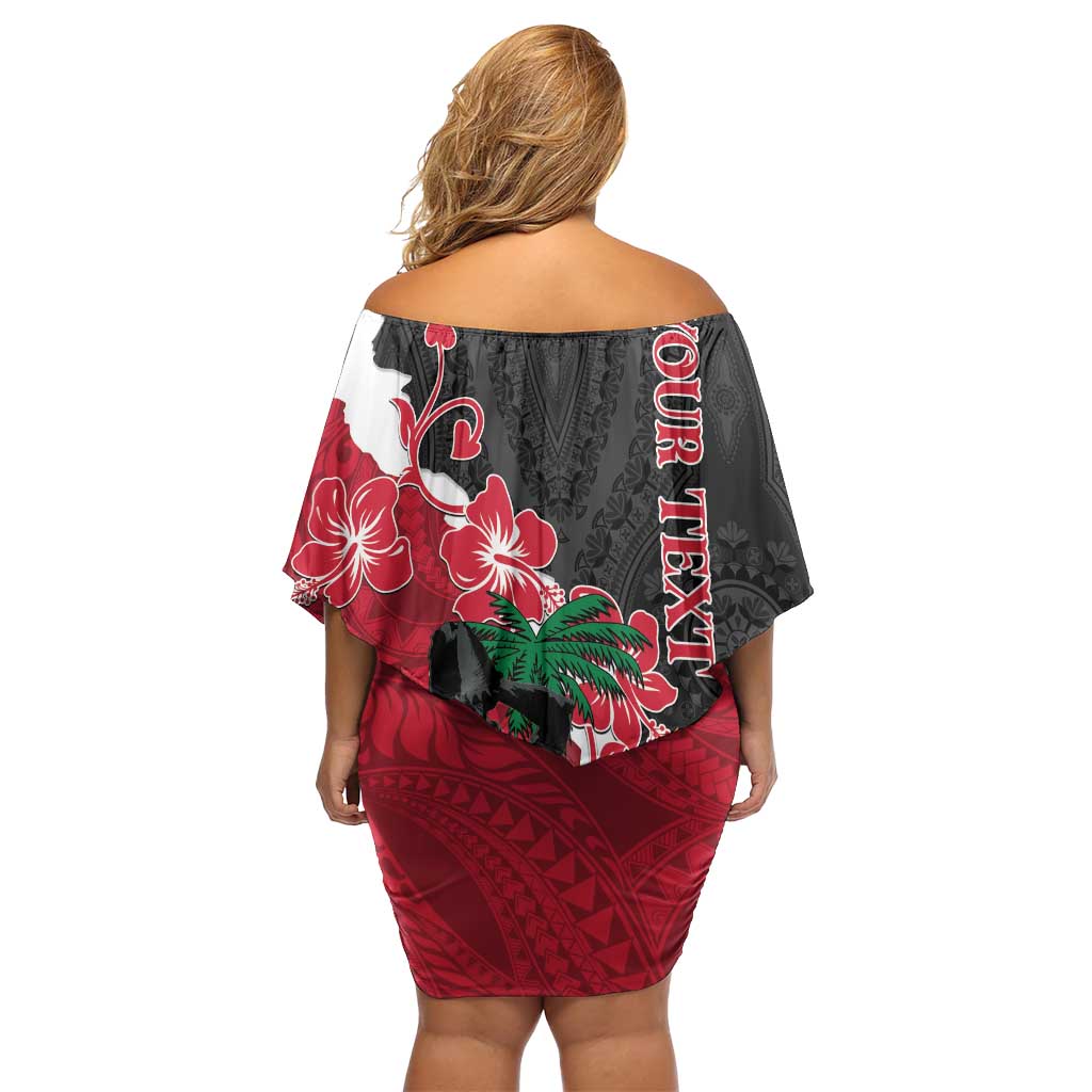 Personalised Ayiti Neg Marron Off Shoulder Short Dress Dashiki Mix Polynesian Pattern LT01 - Polynesian Pride