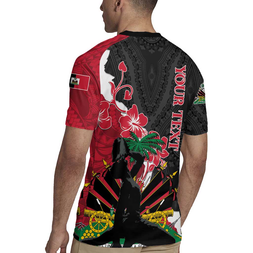 Personalised Ayiti Neg Marron Rugby Jersey Dashiki Mix Polynesian Pattern