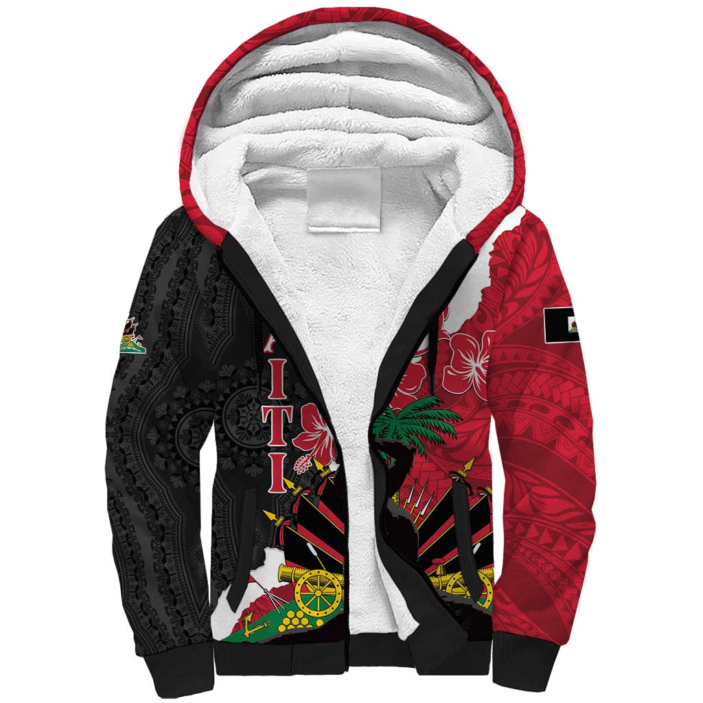 Personalised Ayiti Neg Marron Sherpa Hoodie Dashiki Mix Polynesian Pattern LT01 Unisex Black - Polynesian Pride