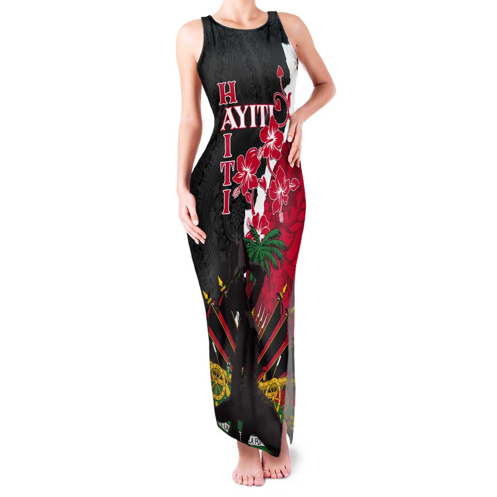 Personalised Ayiti Neg Marron Tank Maxi Dress Dashiki Mix Polynesian Pattern LT01 Women Black - Polynesian Pride