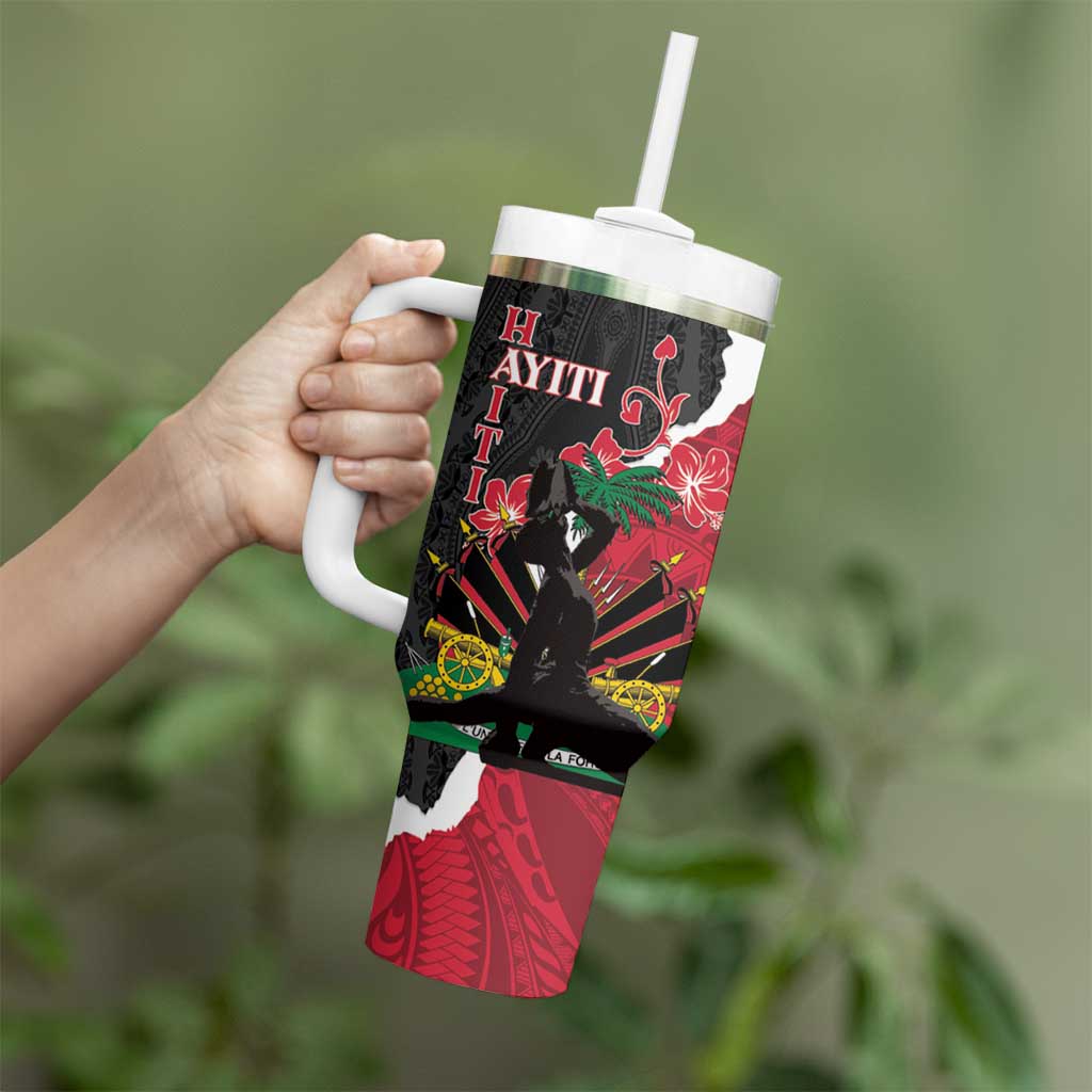 Personalised Ayiti Neg Marron Tumbler With Handle Dashiki Mix Polynesian Pattern LT01 - Polynesian Pride