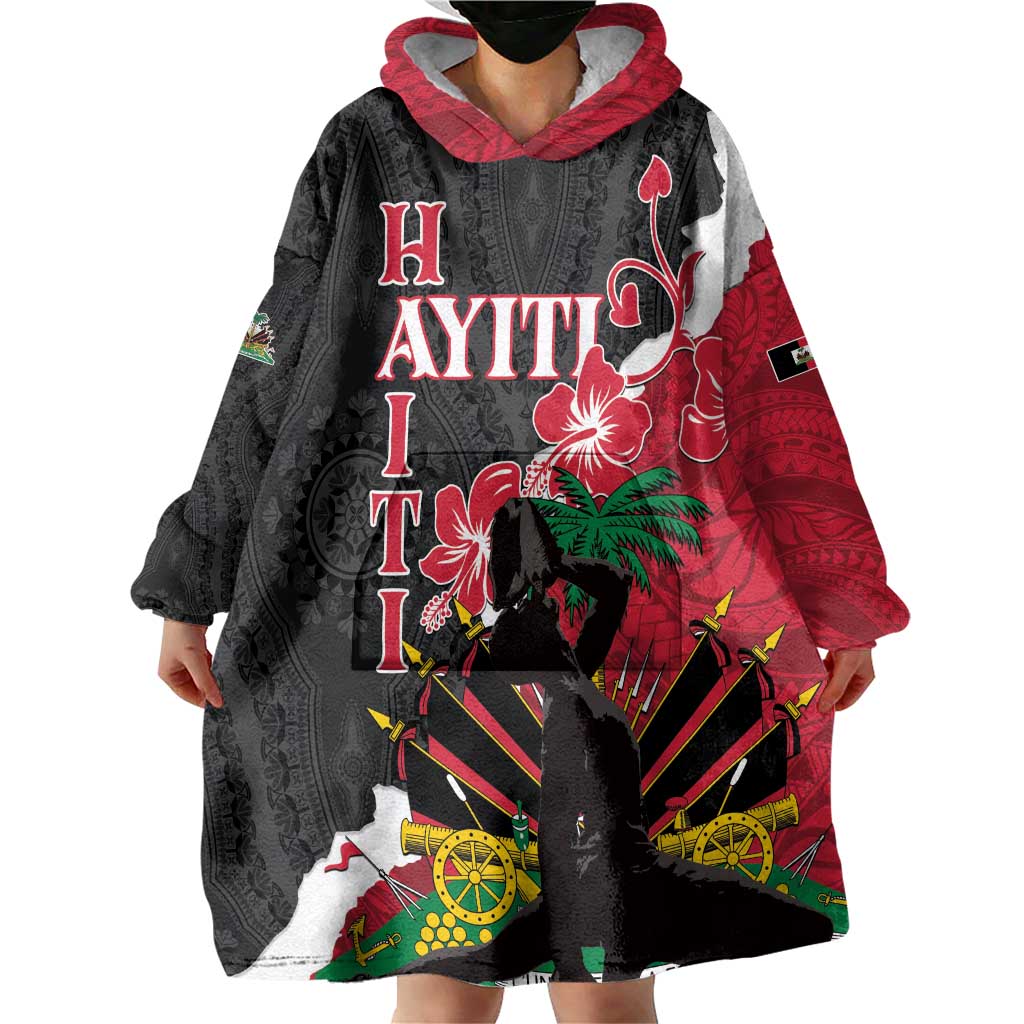 Personalised Ayiti Neg Marron Wearable Blanket Hoodie Dashiki Mix Polynesian Pattern LT01 - Polynesian Pride