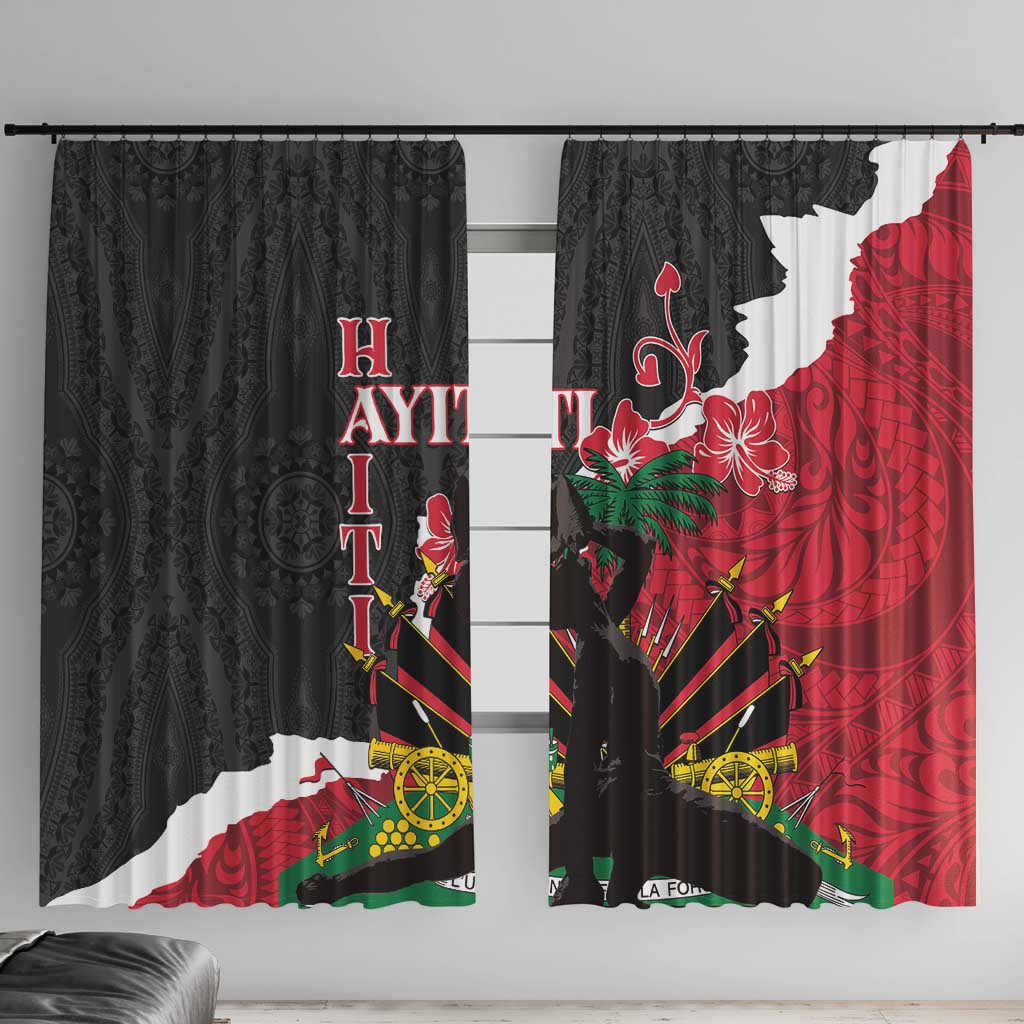Ayiti Neg Marron Window Curtain Dashiki Mix Polynesian Pattern LT01 With Hooks Black - Polynesian Pride