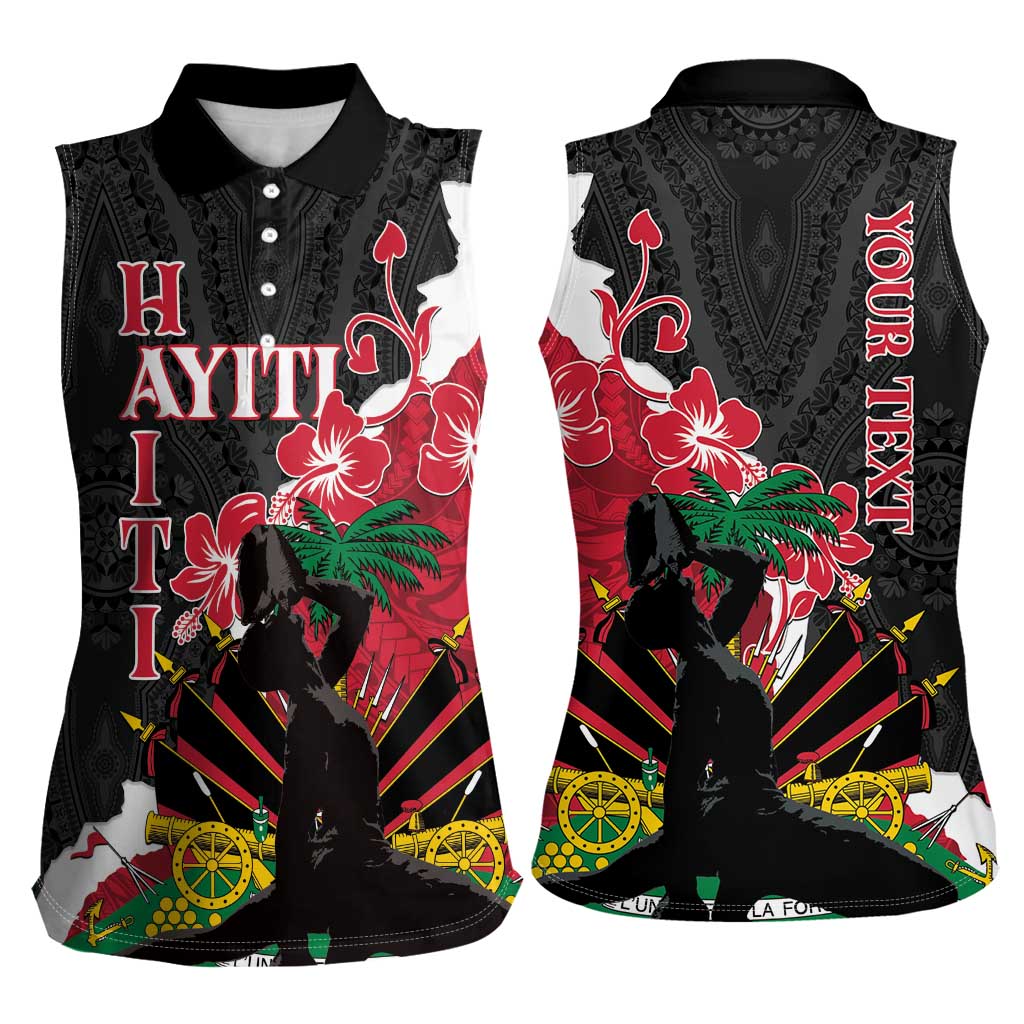 Personalised Ayiti Neg Marron Women Sleeveless Polo Shirt Dashiki Mix Polynesian Pattern