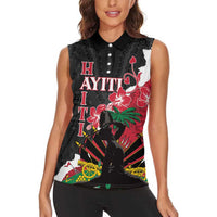 Personalised Ayiti Neg Marron Women Sleeveless Polo Shirt Dashiki Mix Polynesian Pattern