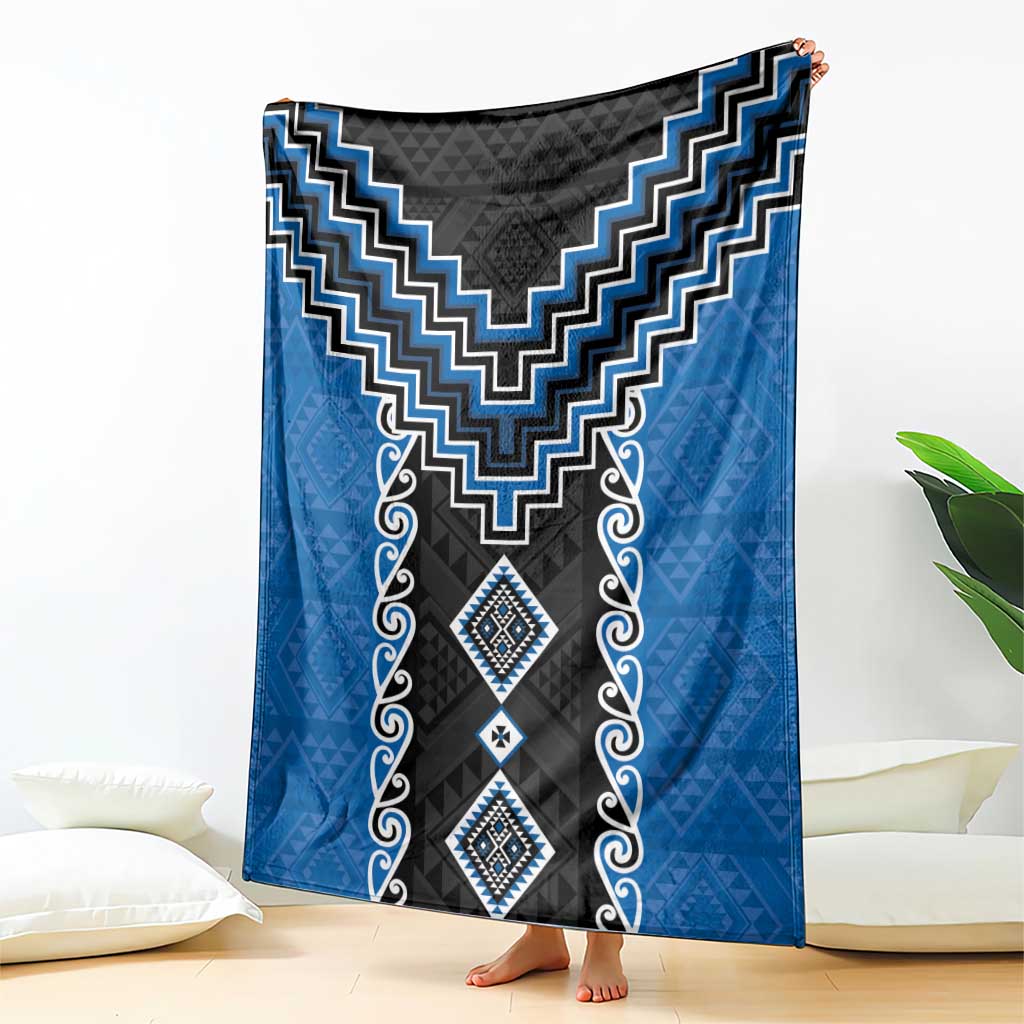 Blue Niho Taniwha Mix Poutama Blanket Unique Taniko Aotearoa LT01 - Polynesian Pride