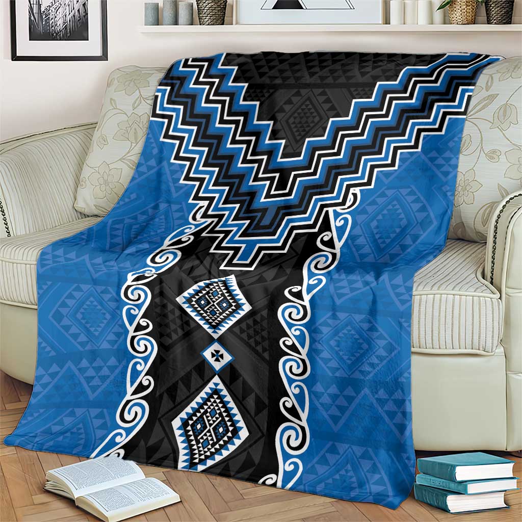 Blue Niho Taniwha Mix Poutama Blanket Unique Taniko Aotearoa LT01 - Polynesian Pride